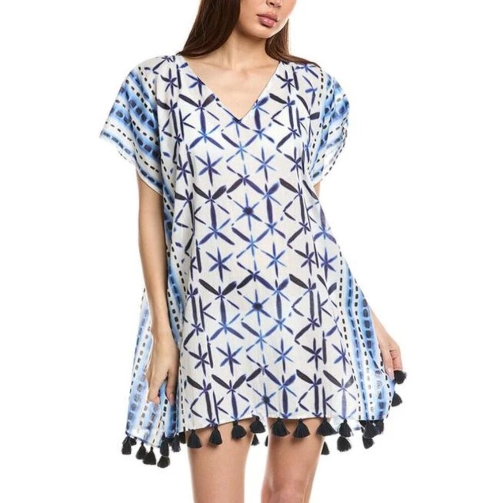 Echo Design Shibori Tassel Caftan Beach Cover-up Cotton NWOT